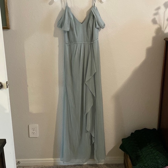 One Shoulder CASCADE SKIRT Chiffon Gowns Dusty Sage